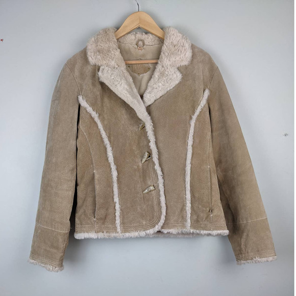 Wilsons Leather Jackets & Blazers - Wilsons Suede Leather Jacket Shearling Faux Fur Coat Rancher Western Tan XL